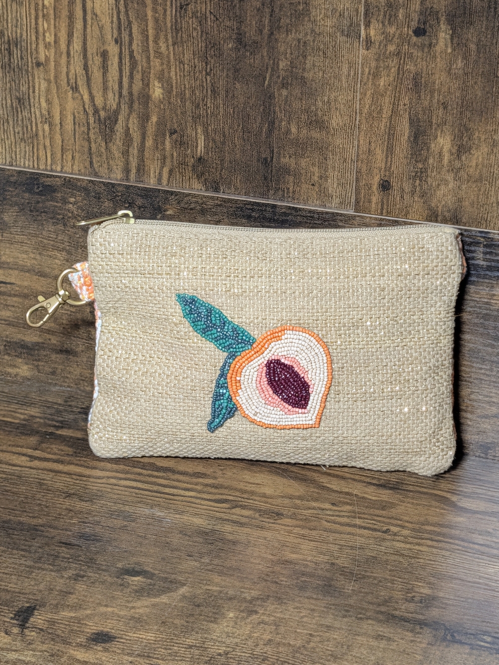 Beaded Peach America & Beyond Clutch Pouch